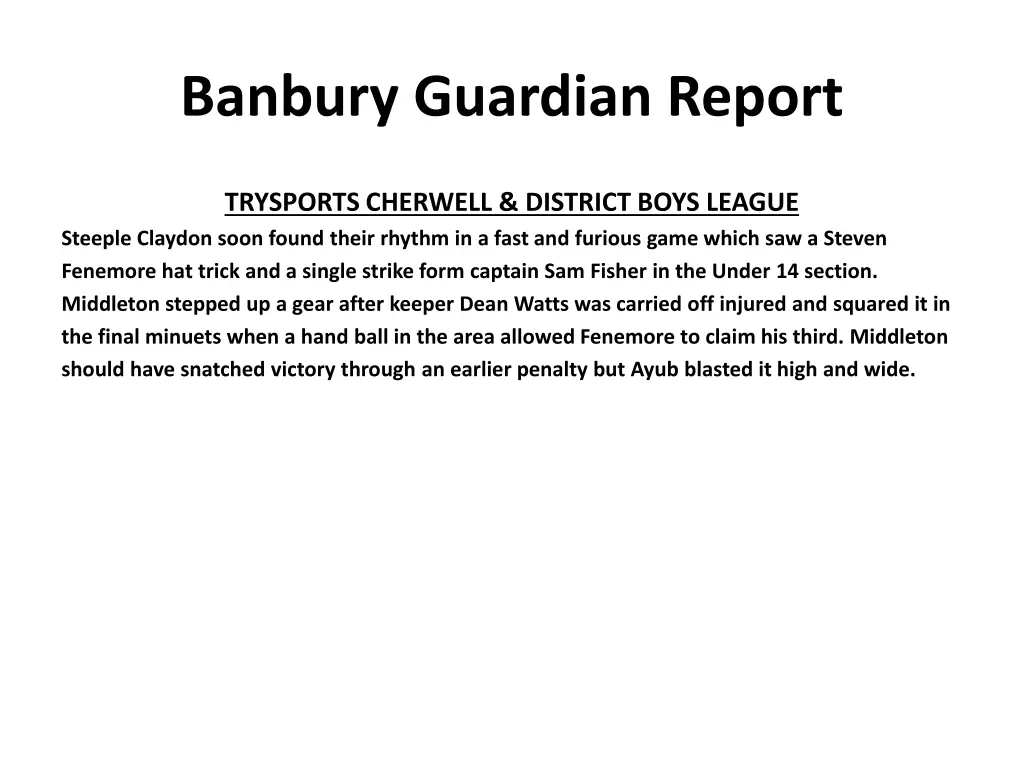 banbury guardian report