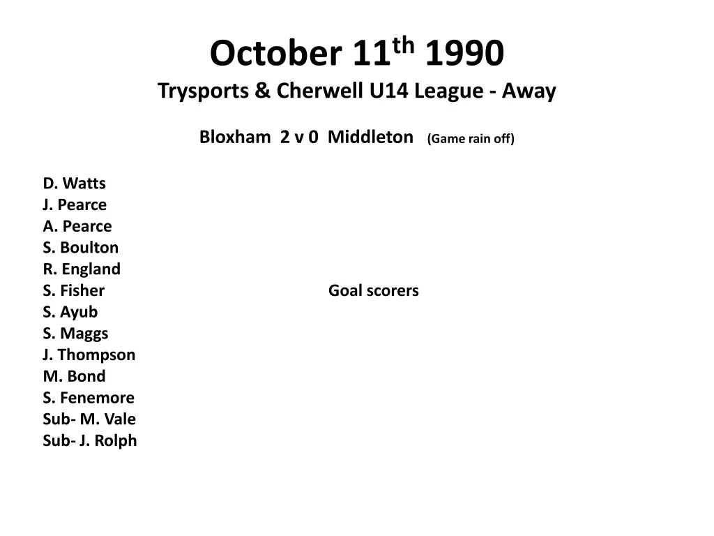 october 11 th 1990 trysports cherwell u14 league