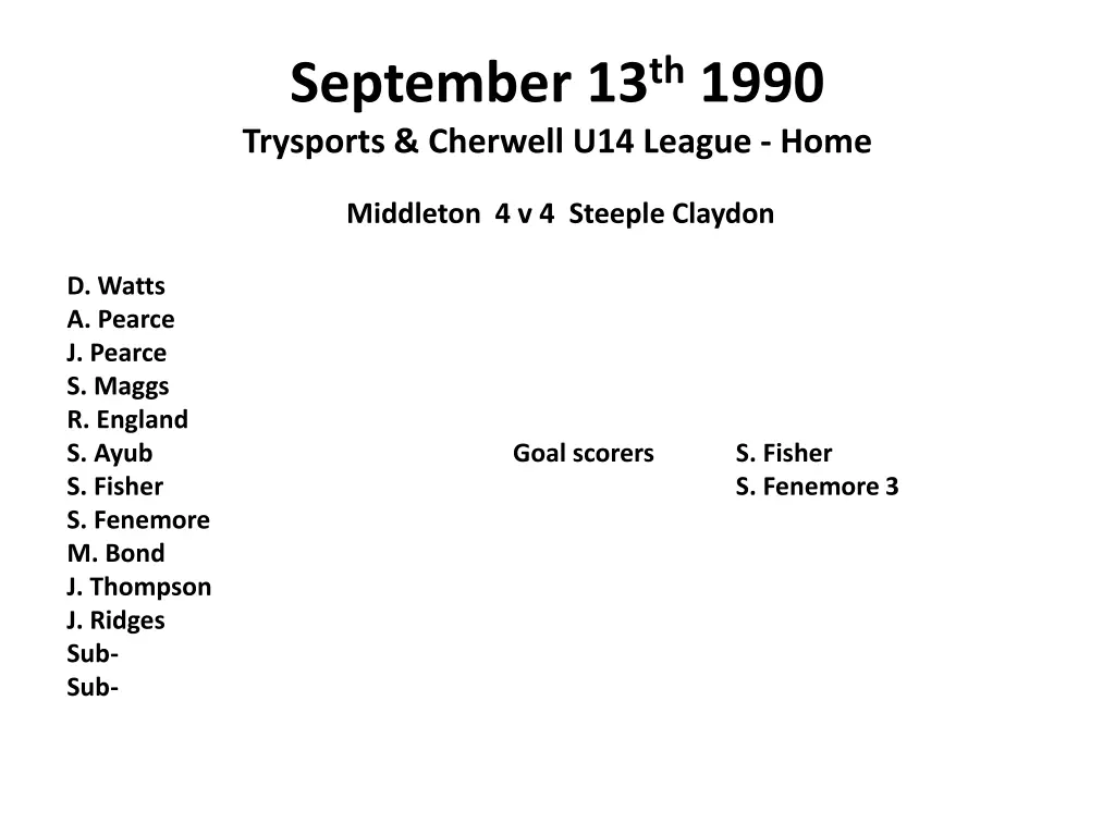 september 13 th 1990 trysports cherwell