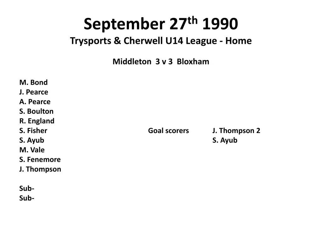 september 27 th 1990 trysports cherwell