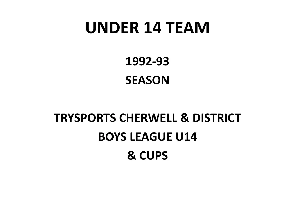 under 14 team