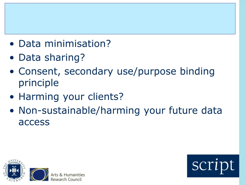 data minimisation data sharing consent secondary