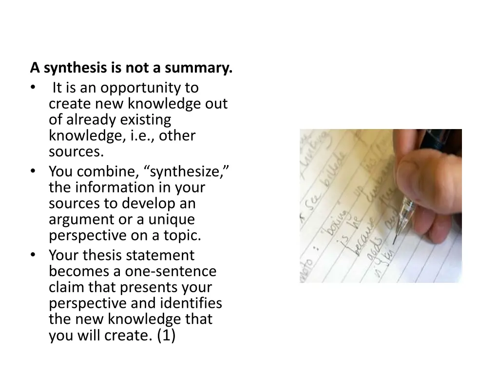 a synthesis is not a summary it is an opportunity