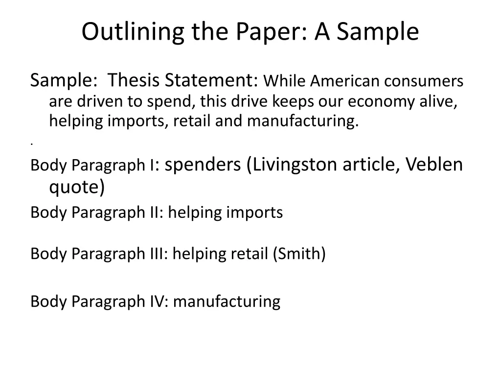 outlining the paper a sample
