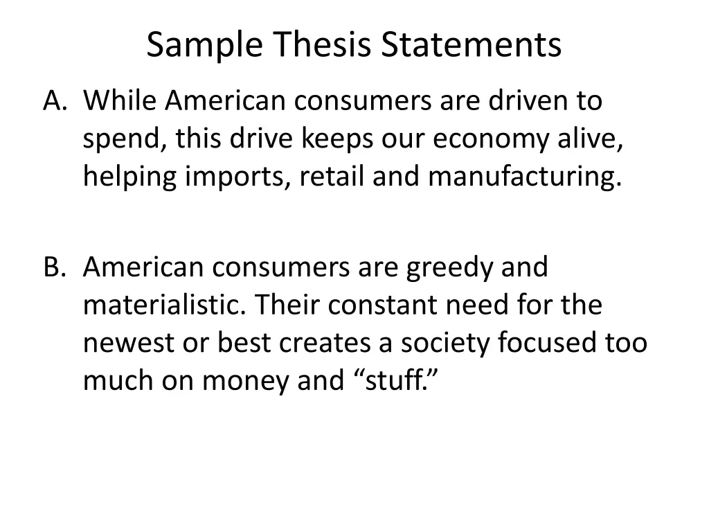 sample thesis statements