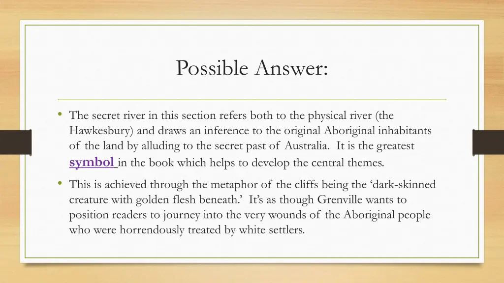 possible answer