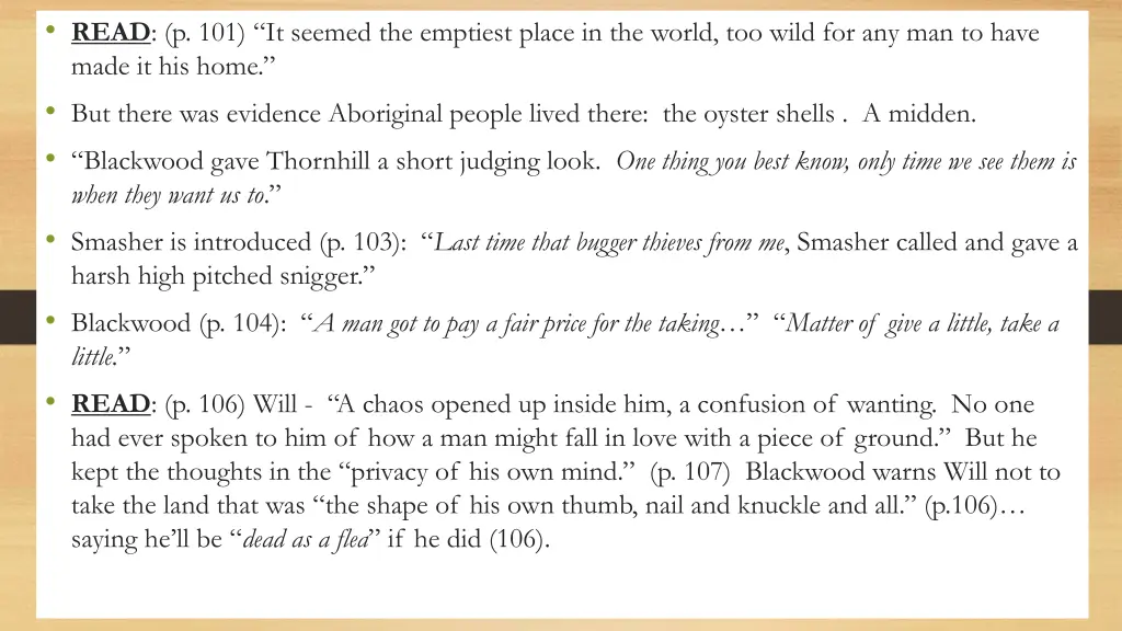 read p 101 it seemed the emptiest place
