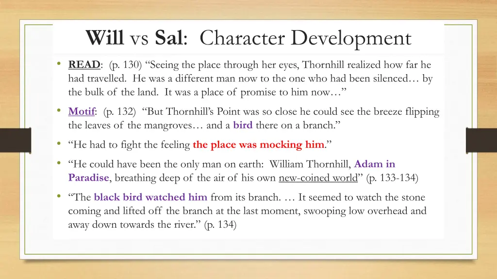will vs sal character development read
