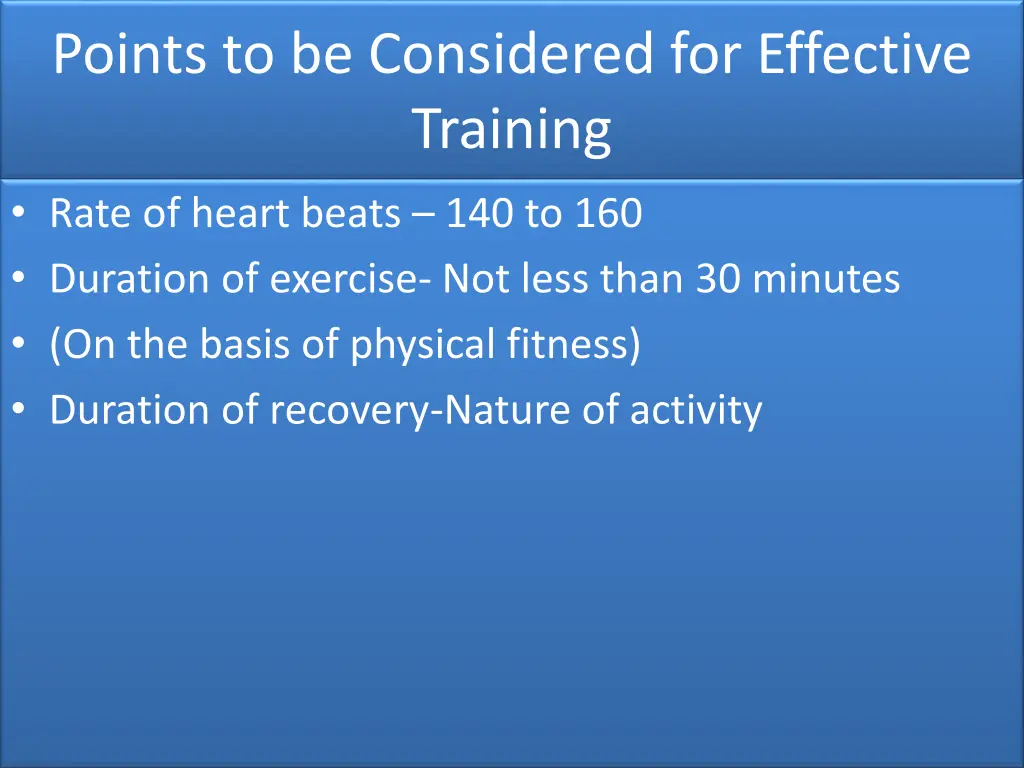points to be considered for effective training