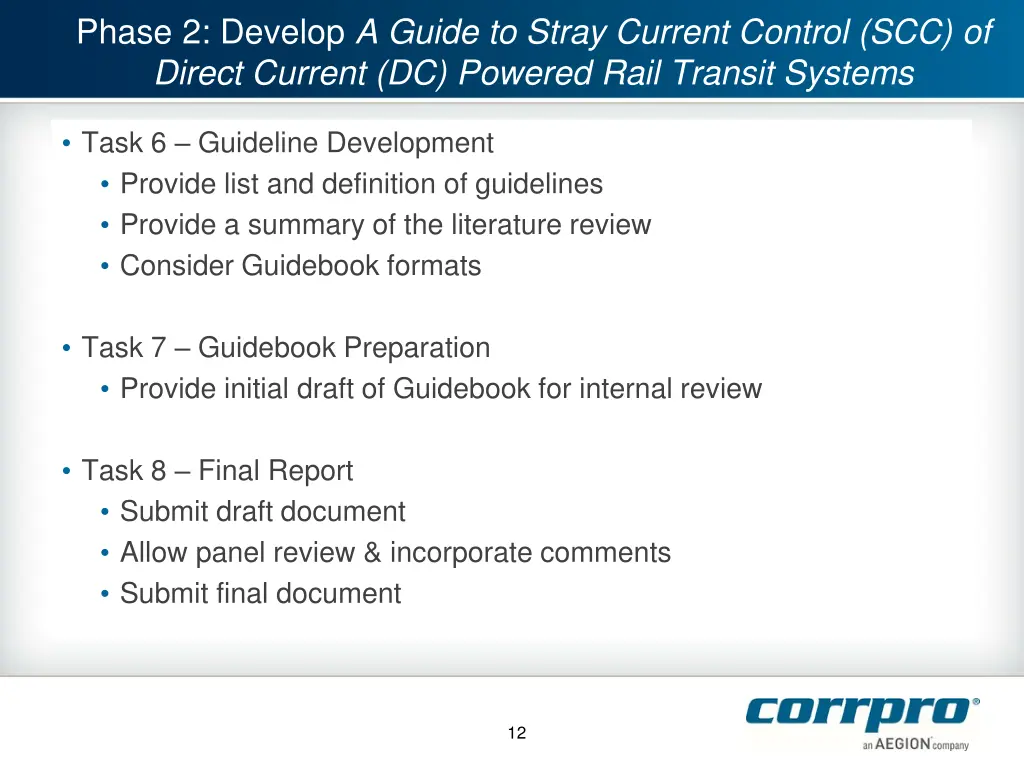 phase 2 develop a guide to stray current control