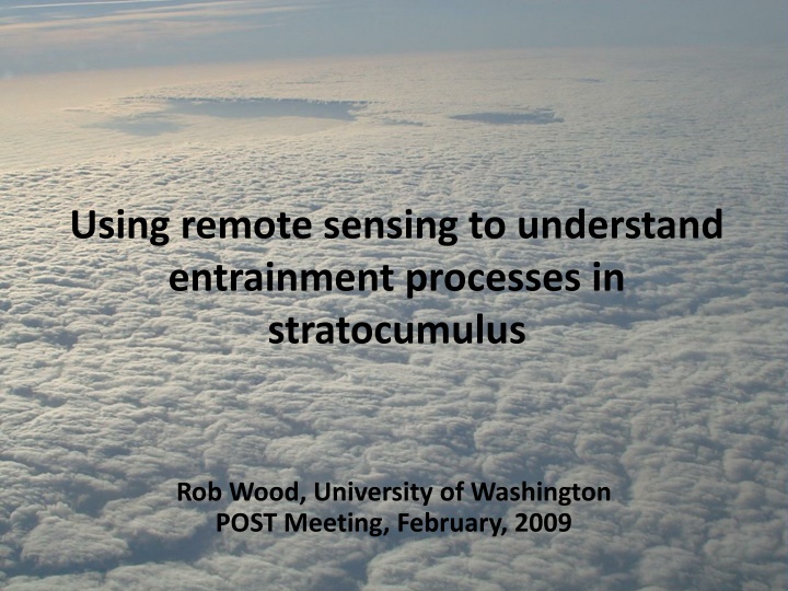 using remote sensing to understand entrainment