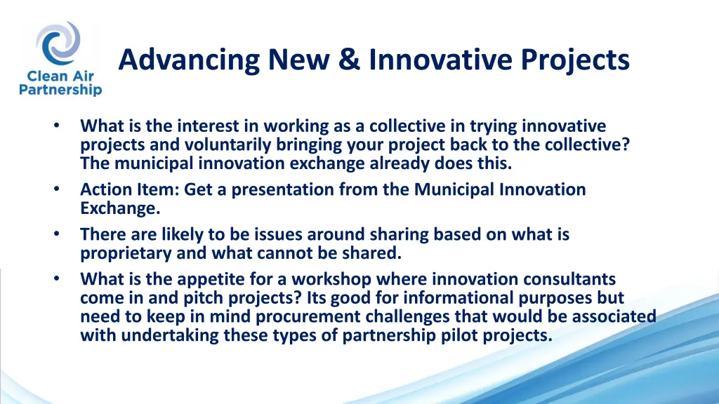 advancing new innovative projects