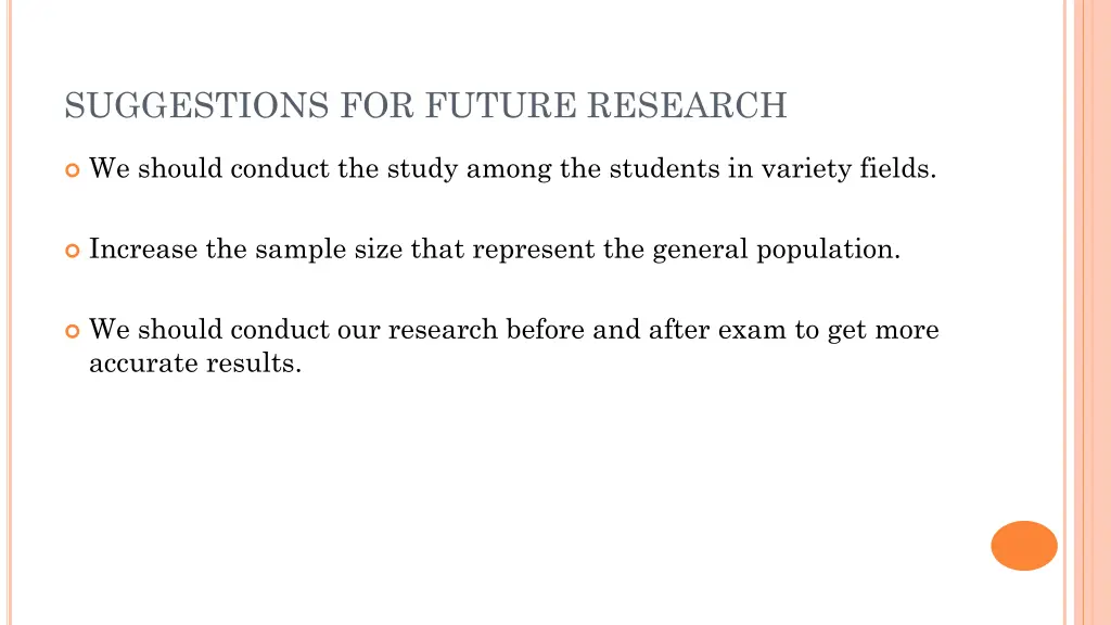 suggestions for future research