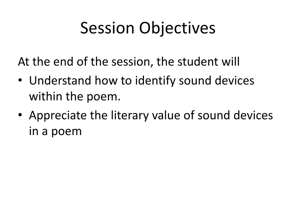 session objectives