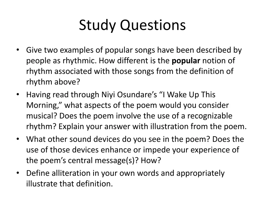 study questions