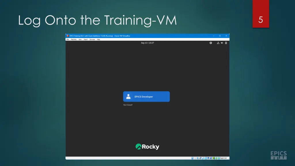 log onto the training vm