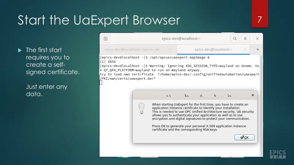 start the uaexpert browser