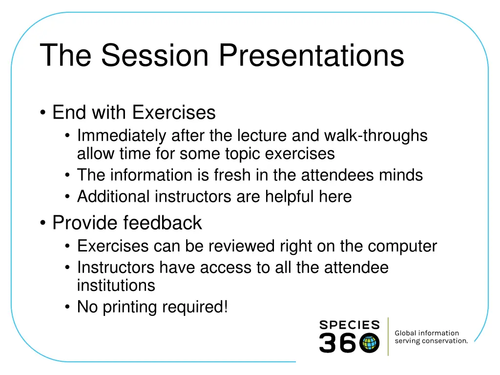 the session presentations 2