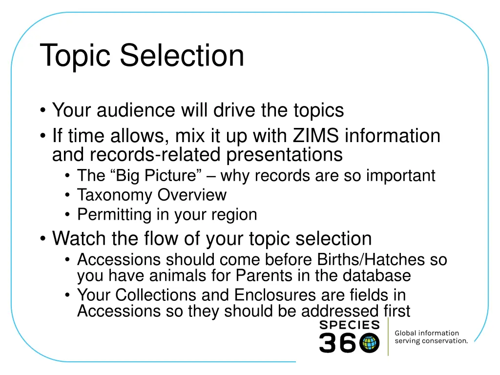 topic selection