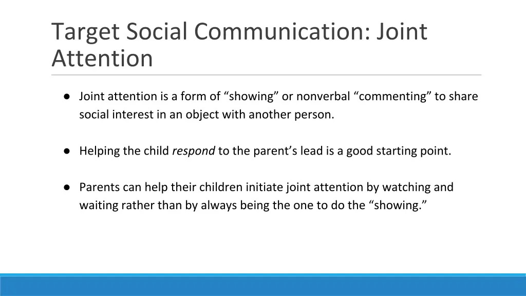 target social communication joint attention
