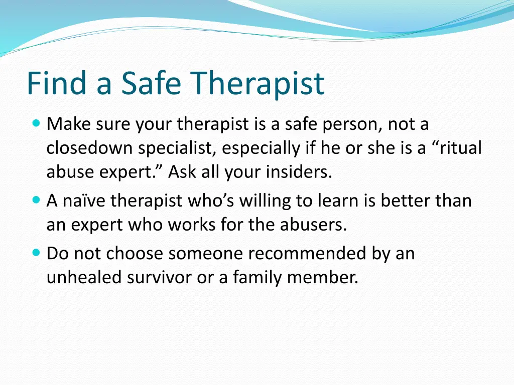 find a safe therapist