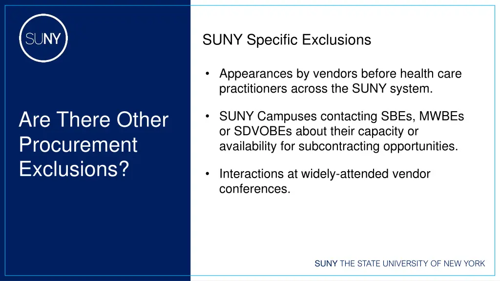 suny specific exclusions