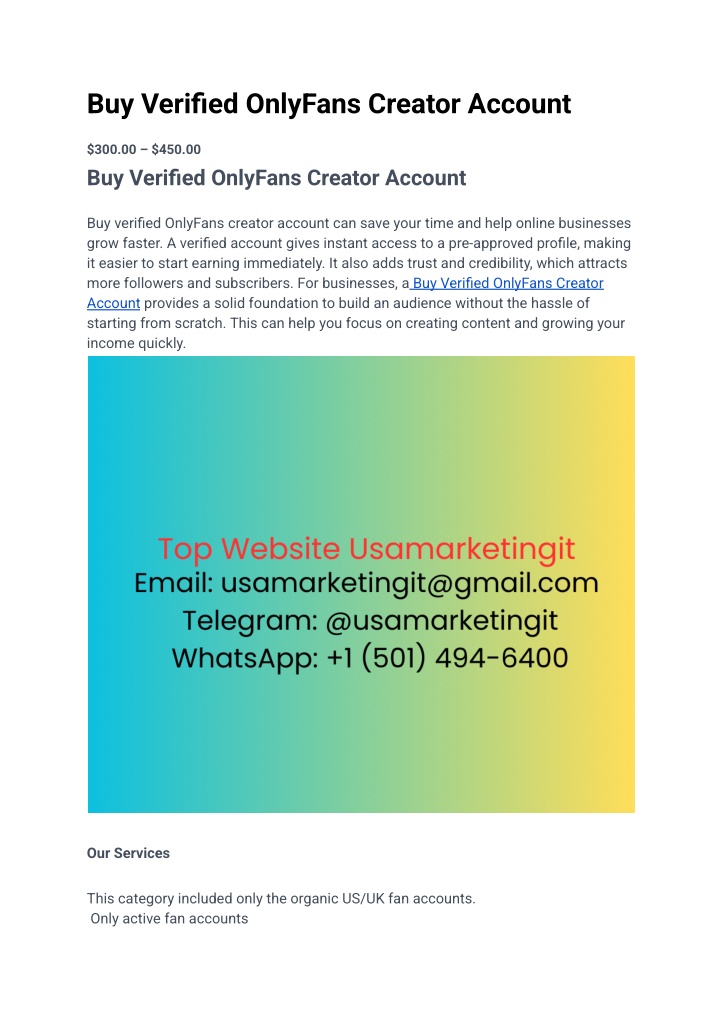 buy verified onlyfans creator account