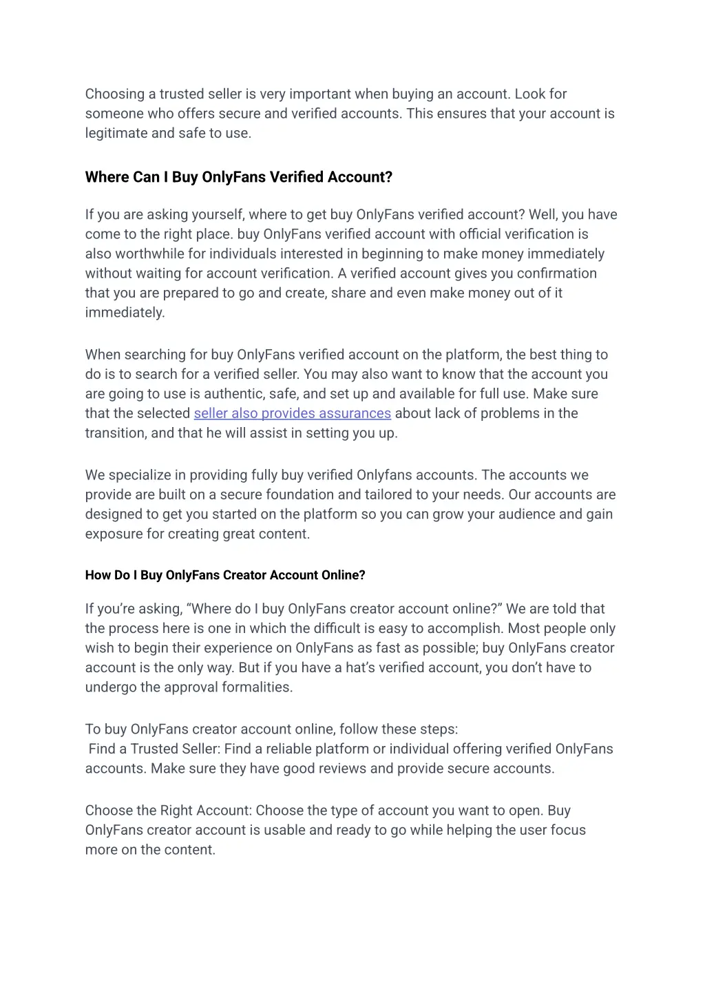 choosing a trusted seller is very important when