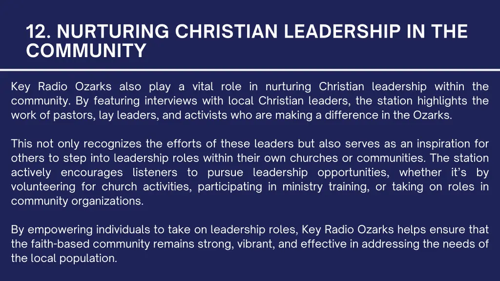 12 nurturing christian leadership in the community 1