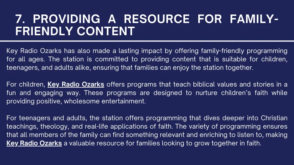 7 providing a resource for family friendly content