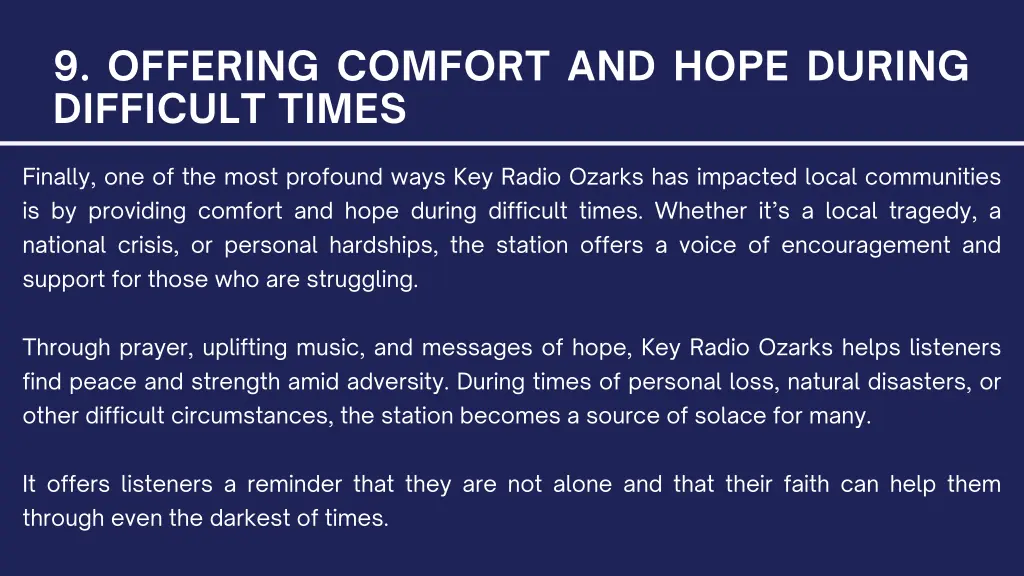 9 offering comfort and hope during difficult times