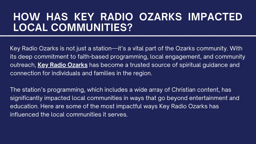 how has key radio ozarks impacted local