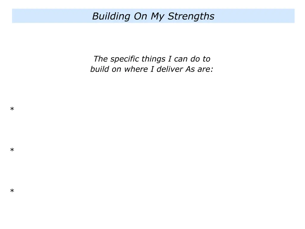 building on my strengths