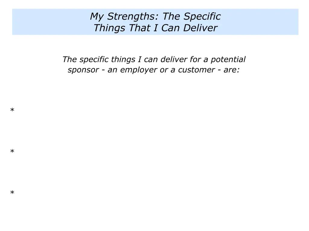 my strengths the specific things that