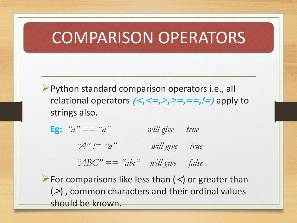 comparison operators