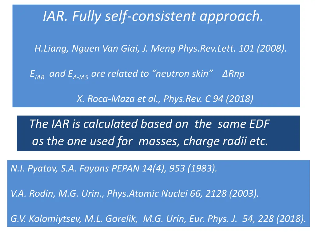iar fully self consistent approach