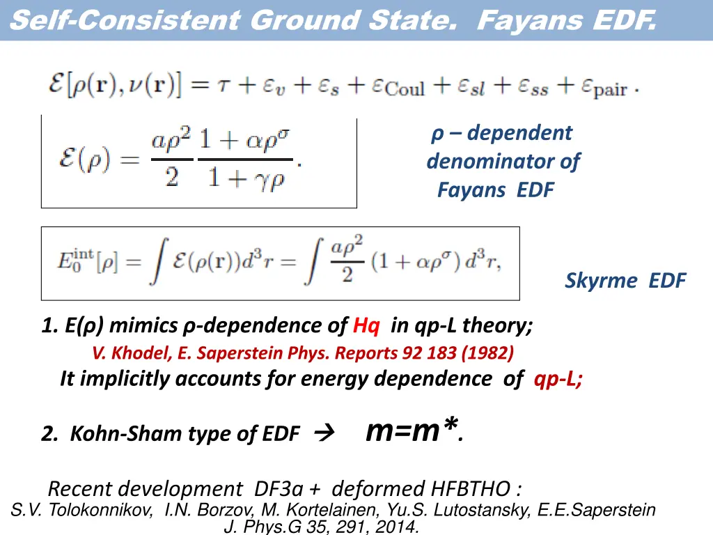 self consistent ground state fayans edf