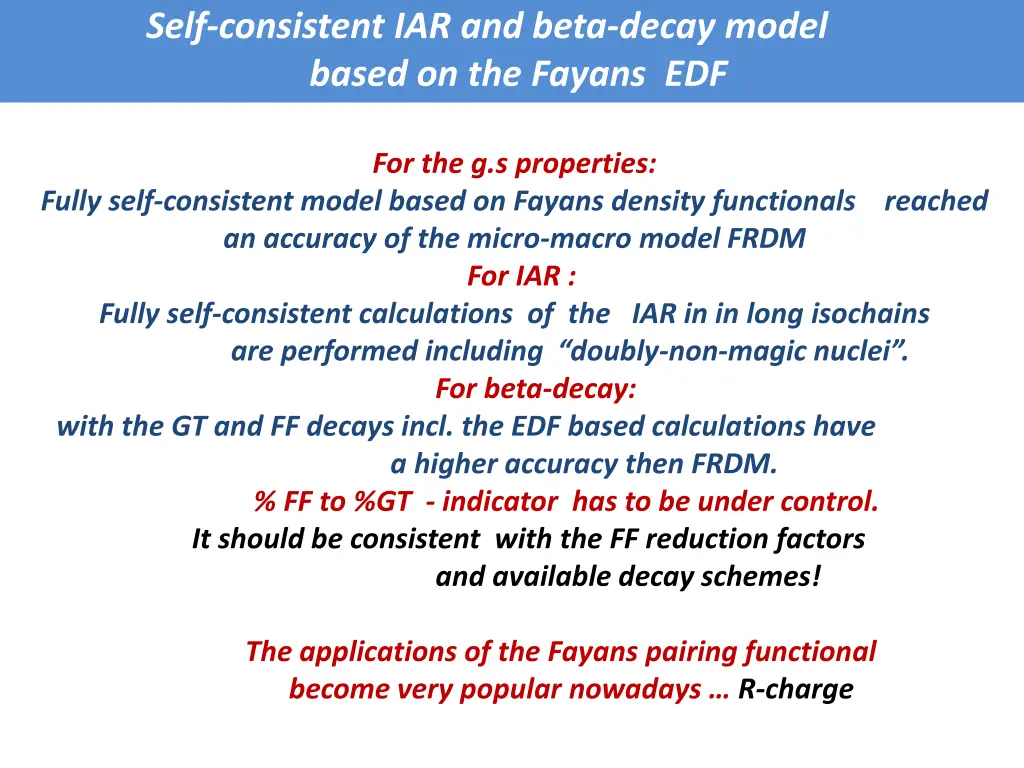 self consistent iar and beta decay model based