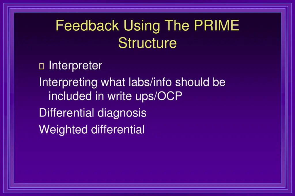 feedback using the prime structure 2
