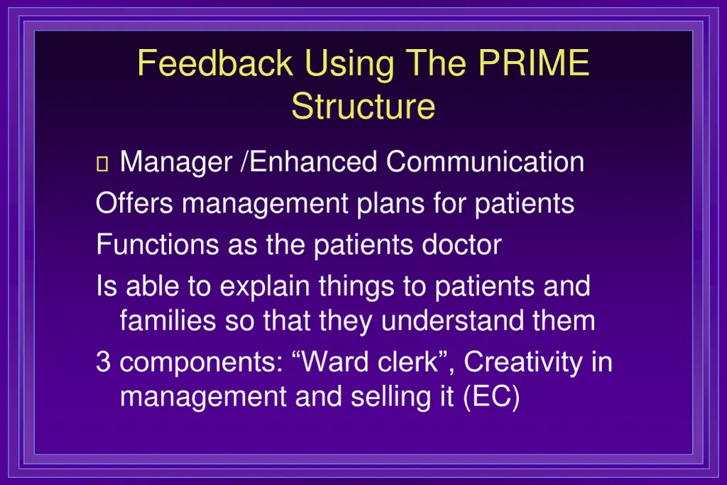 feedback using the prime structure 3