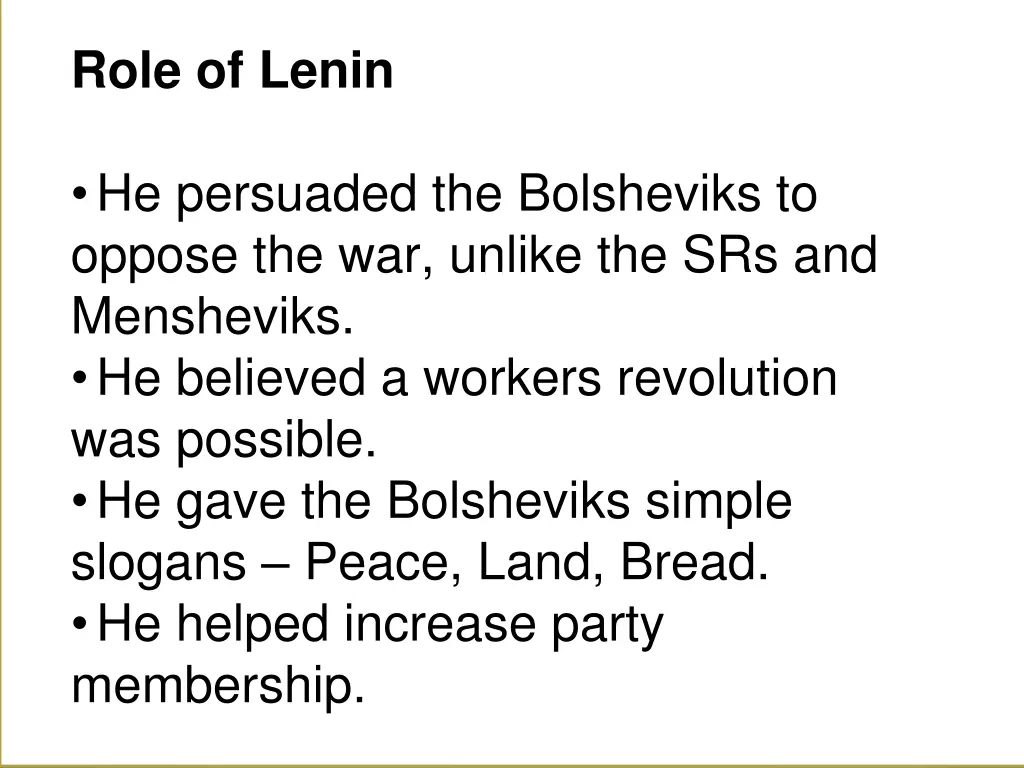 role of lenin