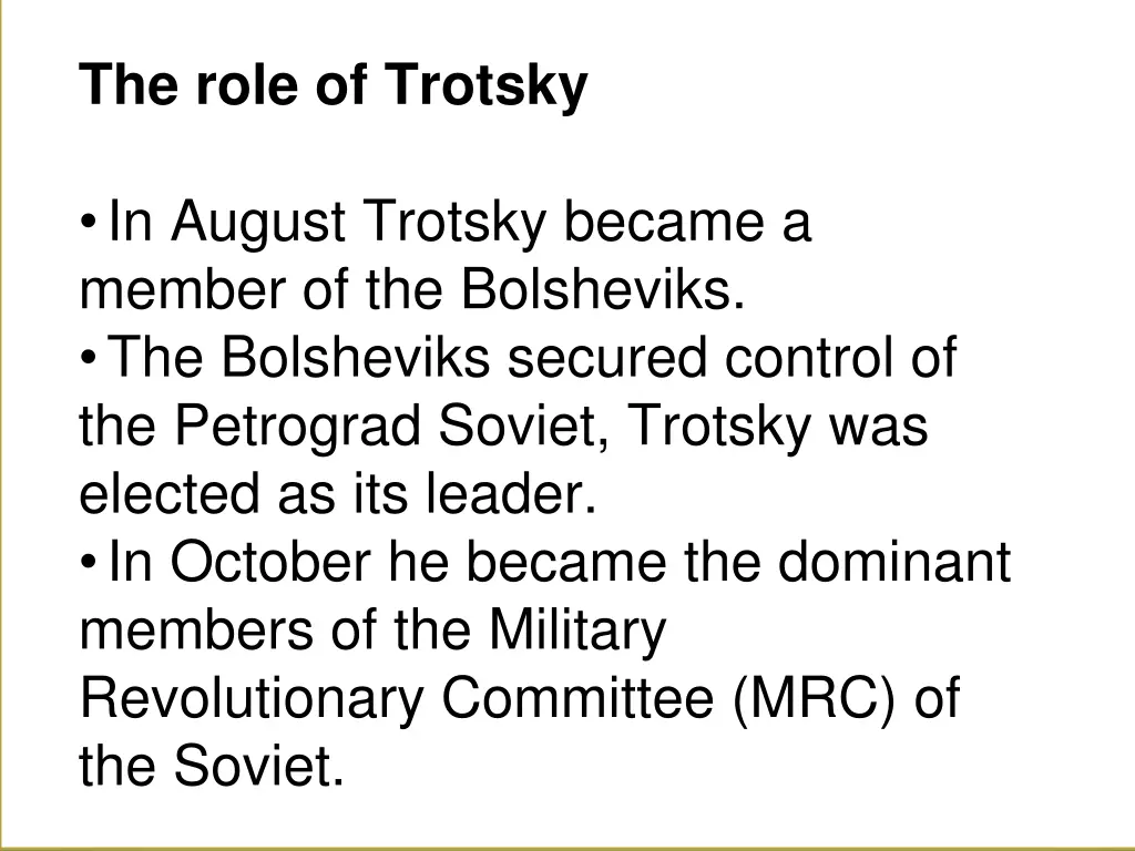 the role of trotsky