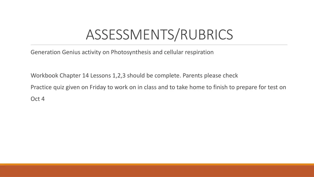 assessments rubrics