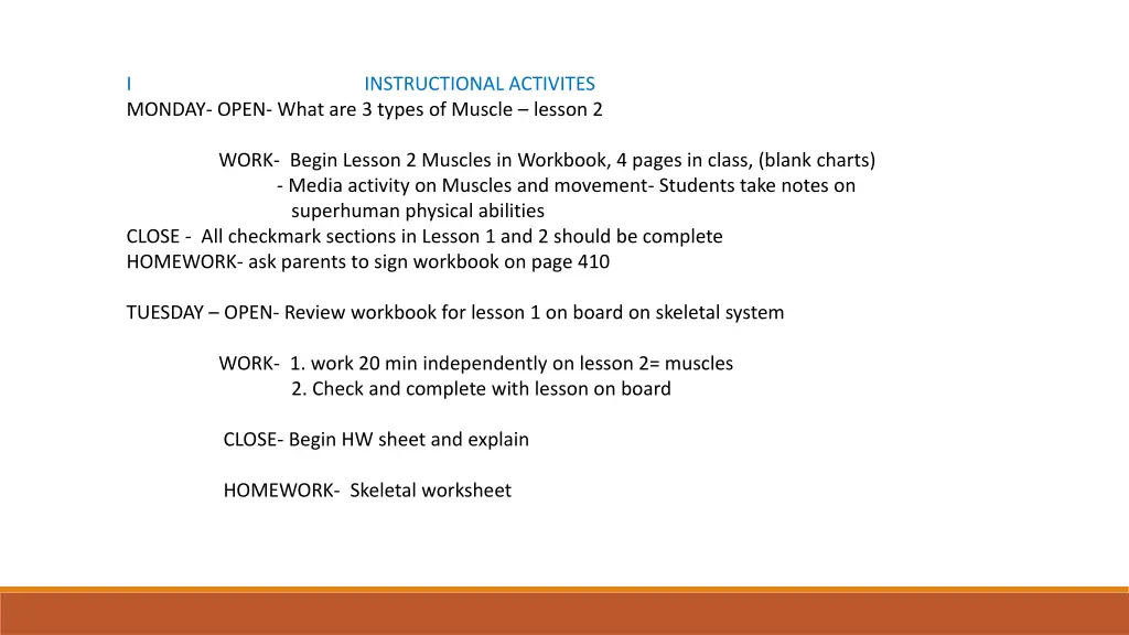 i instructional activites monday open what