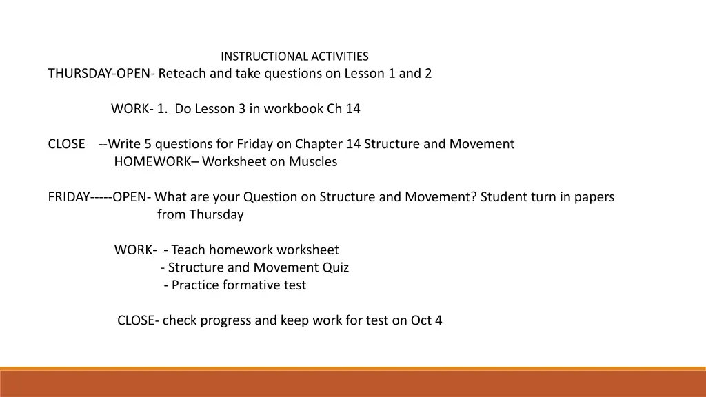 instructional activities