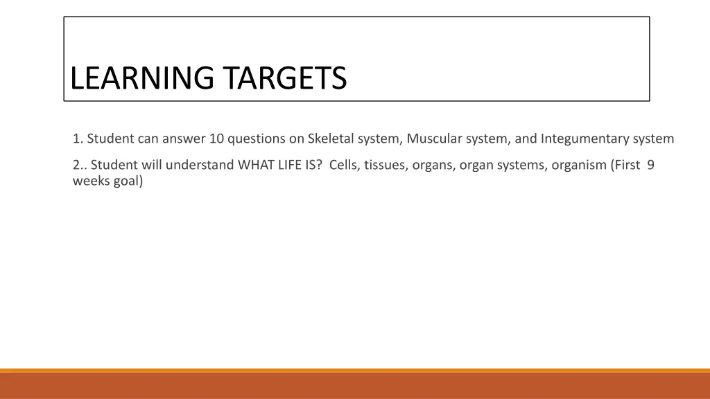 learning targets