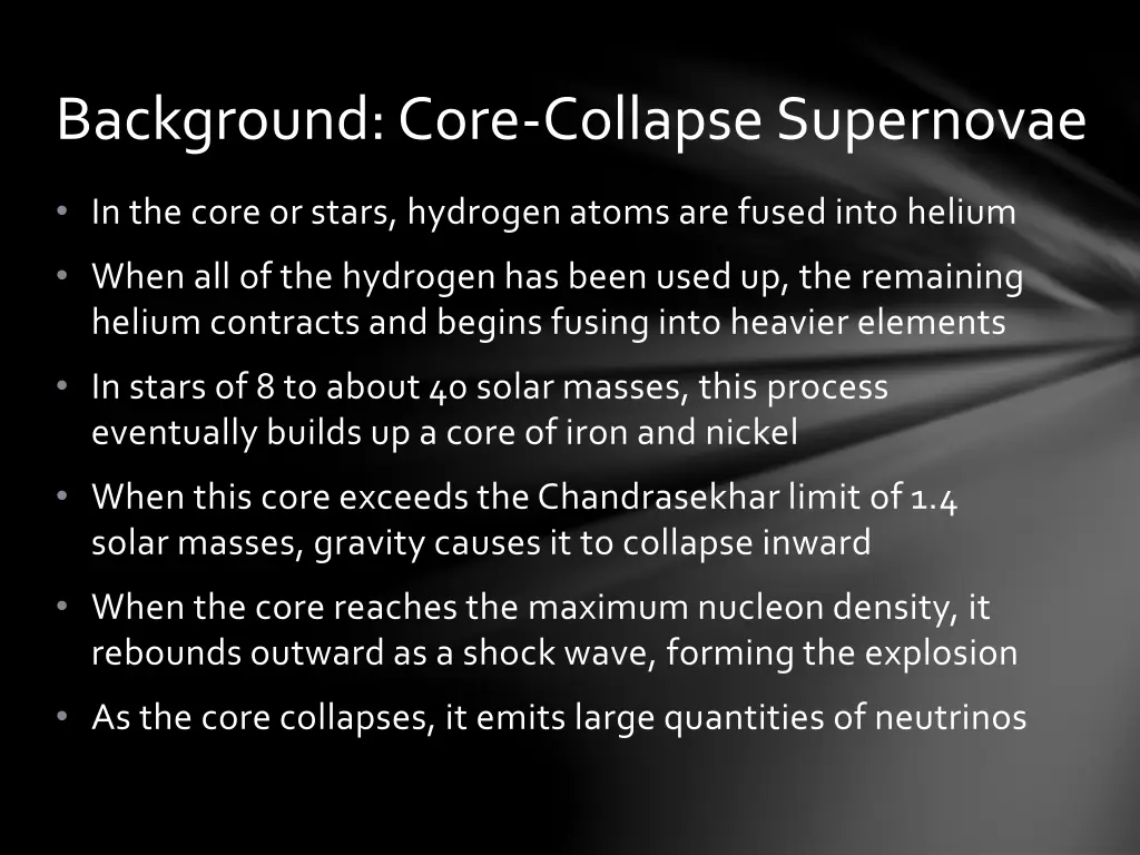background core collapse supernovae 1