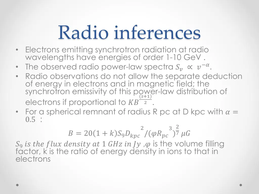 radio inferences electrons emitting synchrotron