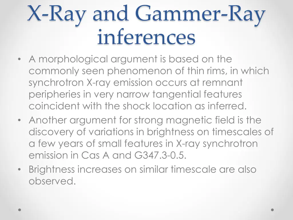 x ray and gammer ray inferences a morphological