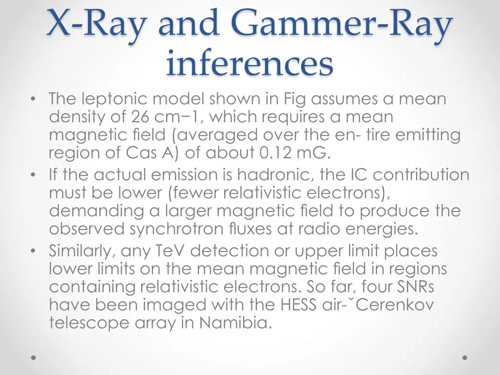 x ray and gammer ray inferences the leptonic